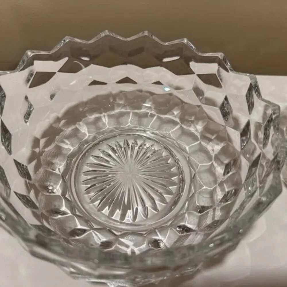 ONE Medium Diamond Cut Glass Bowl (1 of 2)